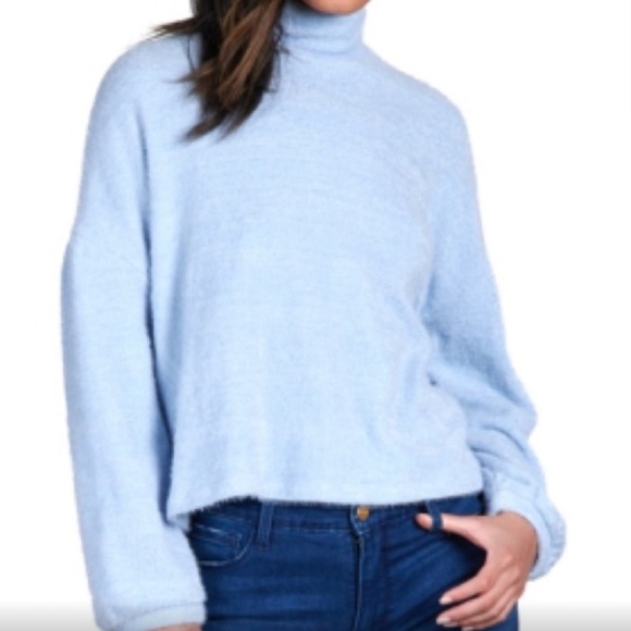 NWT Anthropologie Sanctuary Keep Warm Fuzzy Sweater, Light Blue - Picture 8 of 12